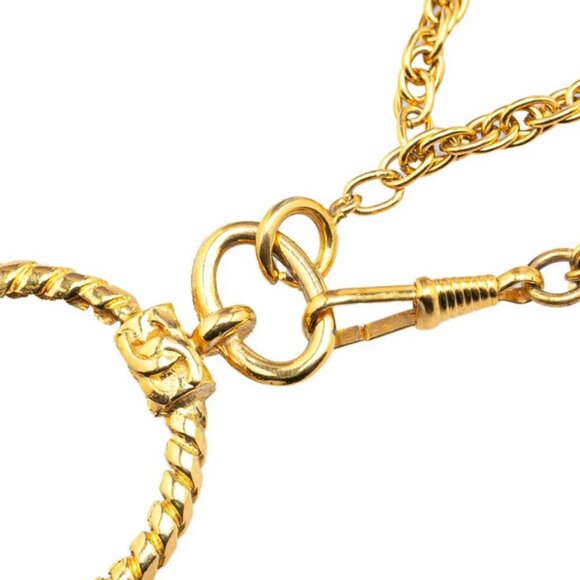 CHANEL CC Logo Twist Rope Loupe Double Chain Necklace 16" Gold Tone Auth - Picture 8 of 8